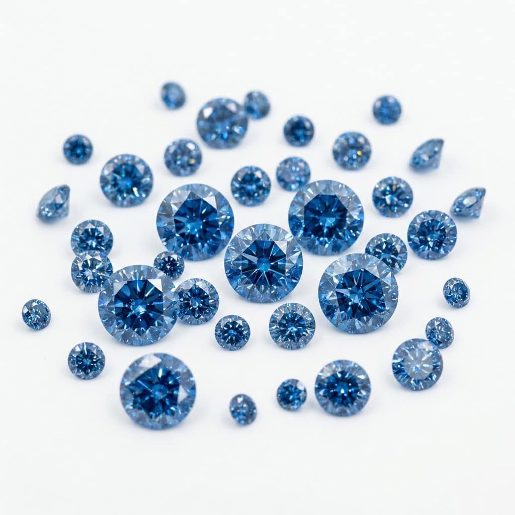 small round calibrated blue diamonds small round calibrated blue diamonds