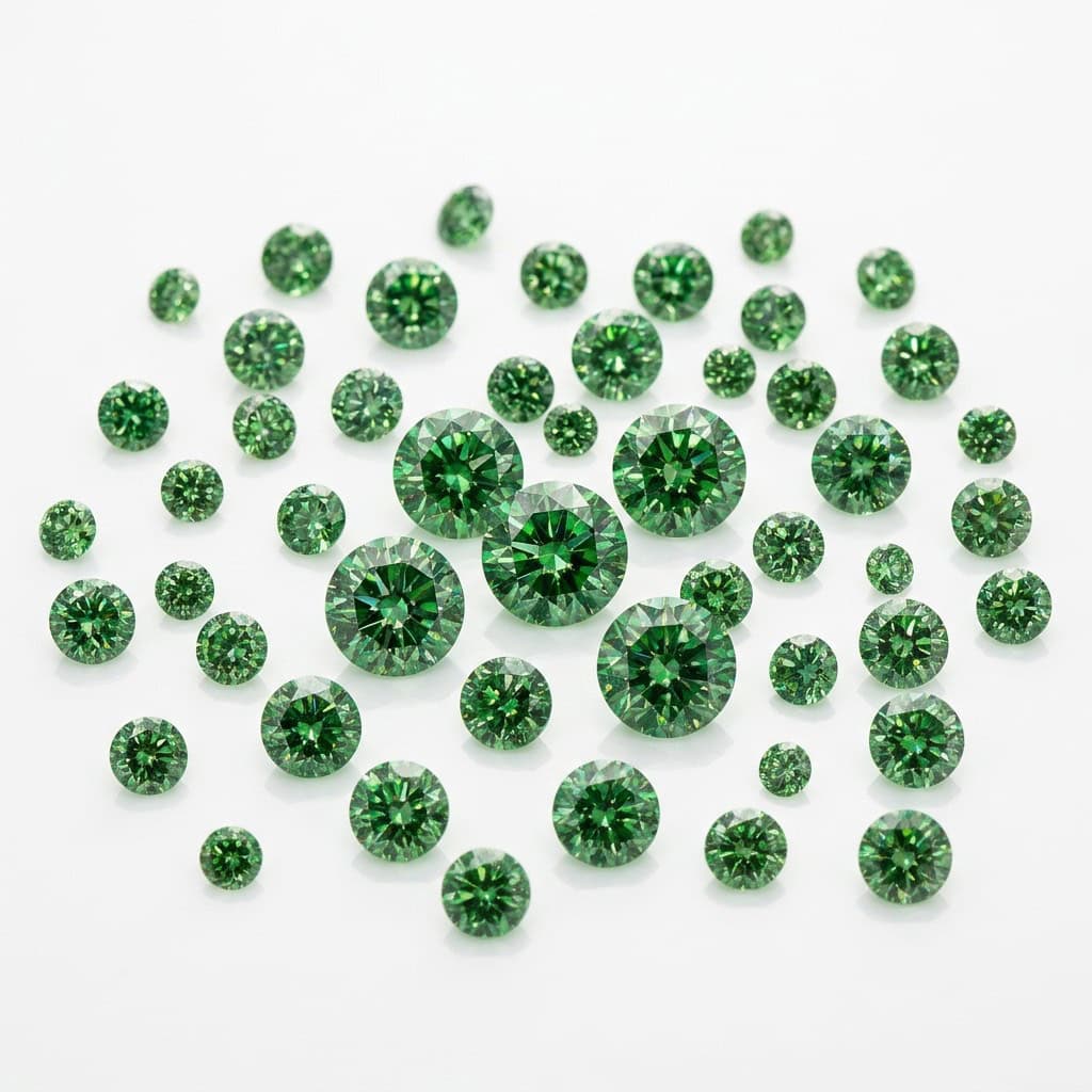 small round calibrated green diamonds small round calibrated green diamonds